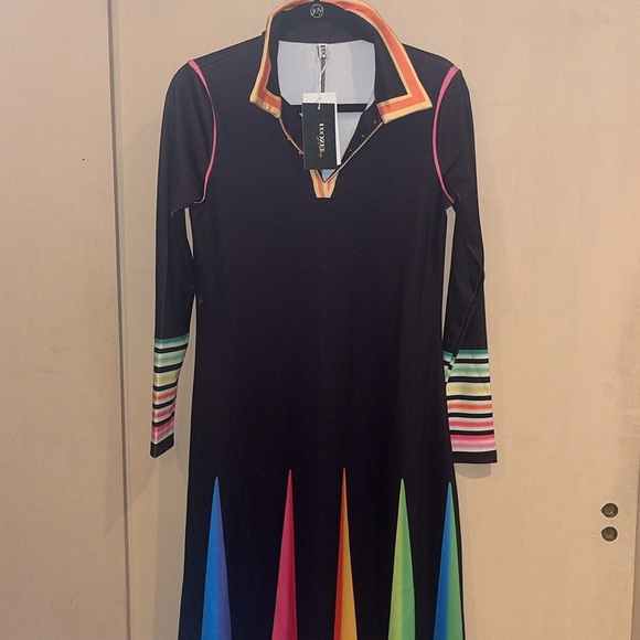 UOoZee life is amazing midi dress with rainbow colors size small NWT - Picture 2 of 13